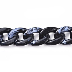 アクリルカーブチェーン  溶接されていない  ブラック  39.37インチ（100cm）  リンク：29x21x6mm  1m /連&nbsp;X-AJEW-JB00505-07