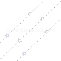 手作りのABSプラスチックビーズチェーン  スター＆ラウンド  ホワイト  13.5x14x3x4mm&nbsp;X-CHC-CJC0001-08D