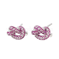 Серьги-гвоздики из латуни с микропаве из кубических цирконий&nbsp;EJEW-C174-01P-02