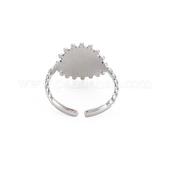 Anello polsino aperto piatto rotondo in acciaio inossidabile 304 anti-ossidazione con lettera iniziale per uomo e donna&nbsp;RJEW-S405-246P-U