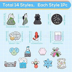 14 шт. 14 стиля броши из черного сплава на тему химии JEWB-SC0001-48