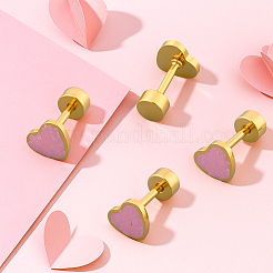 8 шт. 2-х цветные серьги-гвоздики из нержавеющей стали с эмалью EJEW-GO0003-23