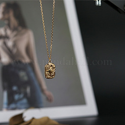 Colliers rectangulaires texturés en acier inoxydable 304 avec pendentif étoile pour femmes&nbsp;WGF8010-01