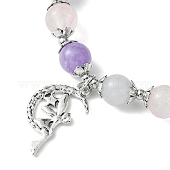 Эластичные браслеты диаметром 8 мм из натурального аквамарина X-BJEW-TA00502