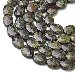 天然石ドラゴンブラッドビーズ連売り  水晶  多面カット  フラットオーバル  8x6x3.5mm  穴：0.5mm  約46個/連  14.96''（38センチメートル）&nbsp;G-H349-A01-25