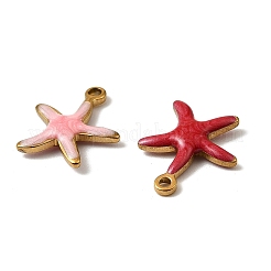 304ステンレススチールエナメルチャーム  ゴールドカラー  ミックスカラー  ヒトデ  12.5x11x2.5mm  穴：1.2mm&nbsp;STAS-P405-01G-G