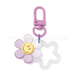 5 шт. 5-х цветный акриловый цветок-подвеска с улыбающимся лицом HJEW-JM03872