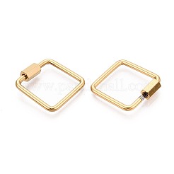 304ステンレススチール製ロックカラビナ  正方形  イオンプレーティング（ip）  18KGP本金メッキ  20x20x2mm。&nbsp;STAS-N115-69B-G