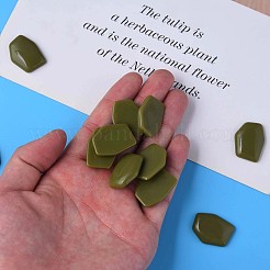 オペークアクリルカボション  不規則な六角形  ダークオリーブグリーン  25.5x19.5x5.5mm  約253個/500g&nbsp;MACR-S373-143-A11