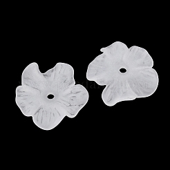 つや消し不透明アクリルビーズキャップ  5  - 花びらの花  ホワイト  24x24x4mm  穴：2mm  約1063個/500g&nbsp;OACR-K001-43