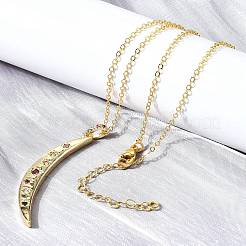 Женские подвески в виде луны из латуни с микропаве из разноцветных кубических цирконий NJEW-D311-02A-G