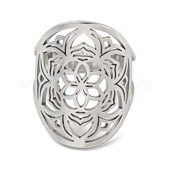 304ステンレスリング  花  ステンレス鋼色  25mm  内径：18mm&nbsp;LS-RJEW-M045-04P