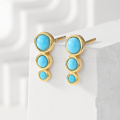 Простые серебряные серьги-гвоздики с бирюзой для женщин BK0103-1