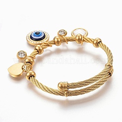 Регулируемые браслеты с подвесками из нержавеющей стали 304 BJEW-F326-02G