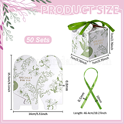Scatole di caramelle in carta stampata a fiori con nastro&nbsp;CON-WH0089-270A