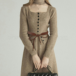 Бант из искусственной кожи обертывается вокруг пояса AJEW-WH20054-086C