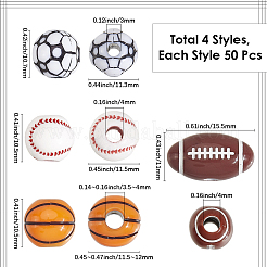 200шт 4 стиля акриловые бусины OACR-SP0001-61