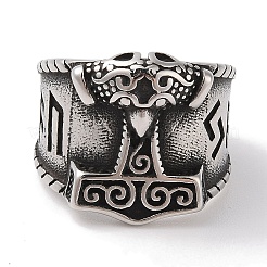 Викинг 304 нержавеющая сталь молот тор руна мьёльнир широкие перстни для мужчин RJEW-U005-10AS