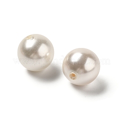 シェルパールビーズ  片穴ビーズ  洗練された  ラウンド  フローラルホワイト  12mm  穴：1.5mm&nbsp;BSHE-L042-B08-03