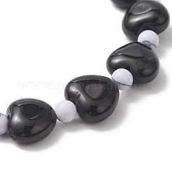 2 шт. Натуральный эластичный браслет из бусин говлита и черного оникса для пары&nbsp;BJEW-JB13371