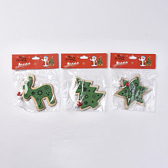トナカイ＆クリスマスツリー＆ヘキサグラム木製装飾品  クリスマスツリー吊り飾り  クリスマスパーティーギフトの家の装飾のため  グリーン  165~185mm  3個/セット&nbsp;DIY-TAC0007-23