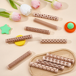 10 rullo per texture in argilla con manico in legno in 10 stili&nbsp;TOOL-CN0001-12B