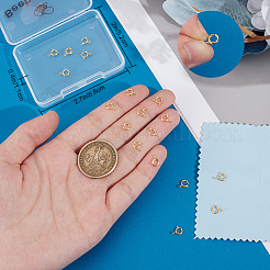 925スターリングシルバースプリングリングの留め金  リング  スタンプ925個付き  18KGP本金メッキ  7x6x1mm  穴：1.5mm  20個/セット&nbsp;STER-BBC0007-81G-01