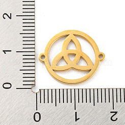 304ステンレススチールコネクタチャーム  フラットラウンド、トリケトラリンク付き  ゴールドカラー  17.5x15x1mm  穴：1.2mm&nbsp;STAS-P330-05G