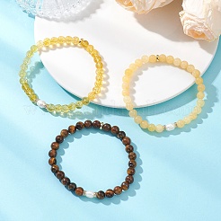 Женские эластичные браслеты из натуральных и синтетических смешанных драгоценных камней и культивированного пресноводного жемчуга&nbsp;BJEW-JB13205-02