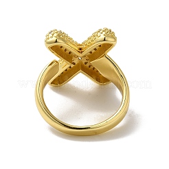 Открытое кольцо-манжета из латуни с надписью микро паве для женщин с прозрачным кубическим цирконием&nbsp;RJEW-N046-03X-G