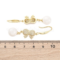 Серьги с подвесками из латуни с прозрачным фианитом и прозрачным фианитом EJEW-F362-11G