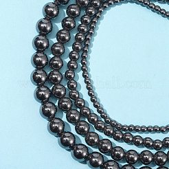 4連売り4スタイルの非磁性合成ヘマタイトビーズ連売り  1ロールクリスタル弾性糸付き  ラウンド  4~10mm  穴：1~1.5mm  1連/スタイル&nbsp;G-FS0002-29