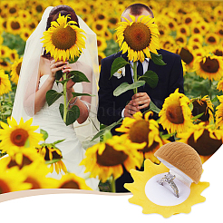 Шкатулки для украшений из бархата подсолнуха&nbsp;CON-WH0092-62