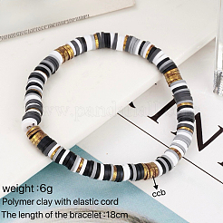 Braccialetti elastici in argilla polimerica fatti a mano con perline Heishi e CCB per donna&nbsp;JF1252-1