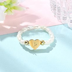 Anelli con perle d'acqua dolce naturali e perline in acciaio inossidabile 304&nbsp;RJEW-FS00001-16