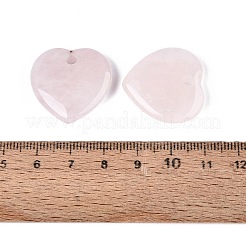 天然石ローズクォーツペンダント  ハートチャーム  24~25x25x6~7mm  穴：2.5~3.5mm&nbsp;G-Q601-29E