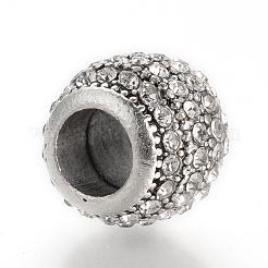 合金ラインストーンビーズ  大穴ビーズ  ロンデル  クリスタル  11.5~12x9.5mm  穴：5.5mm&nbsp;RB-S060-06