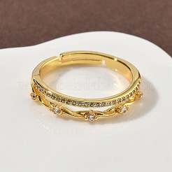 Латунные микро проложить пальцев кольца кубического циркония&nbsp;RJEW-H258-16G