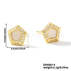 Boucles d'oreilles à tige pentagonales en laiton et zircone cubique transparente&nbsp;TR5143-4