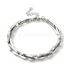 Браслеты из прямоугольных цепочек из нержавеющей стали 304 для мужчин и женщин BJEW-D042-46P
