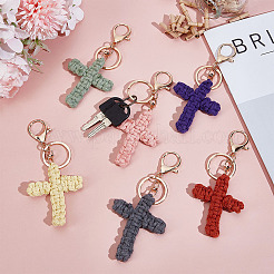 6 шт. 6-х цветный хлопковый трикотажный крест-подвеска KEYC-MA00004