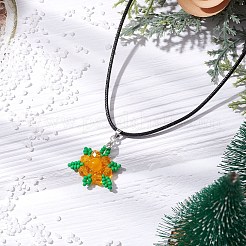 Collares colgantes con copos de nieve de vidrio y teñidos con jade natural de Malasia&nbsp;NJEW-JN05054-02