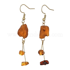 Pendientes colgantes con pepitas de ámbar natural&nbsp;EJEW-JE07523