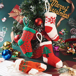 4 stücke 4 arten weihnachten polyester socken anhänger dekorationen&nbsp;AJEW-TA0003-29B