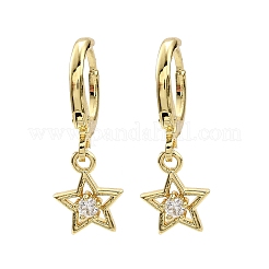 Серьги-кольца из латуни с прозрачным фианитом и прозрачным фианитом&nbsp;EJEW-H157-04G