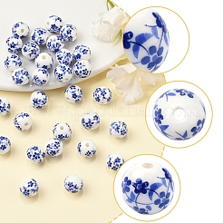 50 шт. синие и белые фарфоровые бусины ручной работы PORC-FS0001-07
