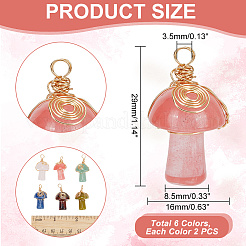 12 шт. 6 стиля подвески из натуральных и синтетических смешанных драгоценных камней с медной проволокой PALLOY-AB00182