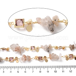 Квадратные звенья латунных стеклянных цепей ручной работы&nbsp;CHC-F019-10G-03