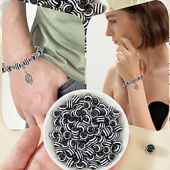 200 шт. круглые полосатые бусины из смолы&nbsp;RESI-PA0001-17