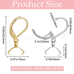 60 шт. 2-х цветная фурнитура для сережек из нержавеющей стали 304&nbsp;STAS-SP0001-20